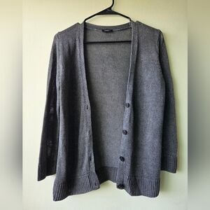Womens Talbots Gray Cable Knit Button-Up Cardigan Size S